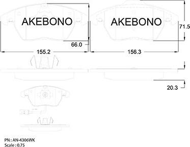 Akebono AN-4306WKE - Гальмівні колодки, дискові гальма autozip.com.ua