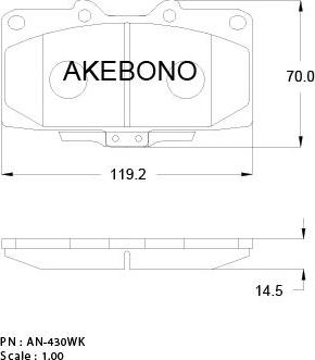 Akebono AN-430WKE - Гальмівні колодки, дискові гальма autozip.com.ua