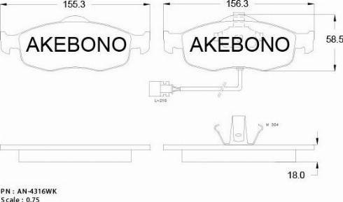 Akebono AN-4316WKE - Гальмівні колодки, дискові гальма autozip.com.ua