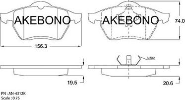 Akebono AN-4312KE - Гальмівні колодки, дискові гальма autozip.com.ua
