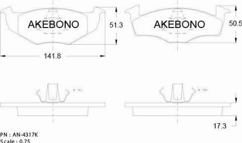 Akebono AN-4317K - Гальмівні колодки, дискові гальма autozip.com.ua