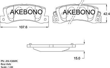 Akebono AN-438WKE - Гальмівні колодки, дискові гальма autozip.com.ua