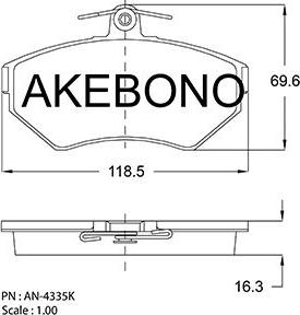 Akebono AN-4335KE - Гальмівні колодки, дискові гальма autozip.com.ua