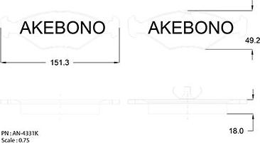 Akebono AN-4331K - Гальмівні колодки, дискові гальма autozip.com.ua