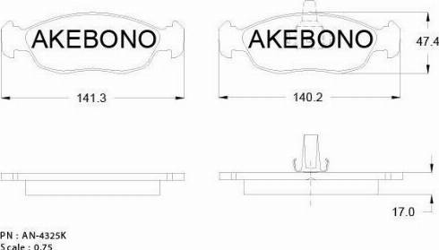 Akebono AN-4325K - Гальмівні колодки, дискові гальма autozip.com.ua