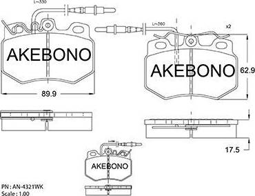 Akebono AN-4321WK - Гальмівні колодки, дискові гальма autozip.com.ua