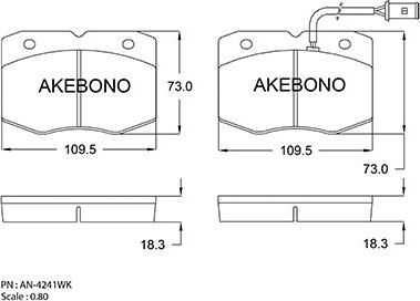 Akebono AN-4296WK - Гальмівні колодки, дискові гальма autozip.com.ua