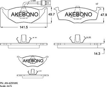 Akebono AN-4291WK - Гальмівні колодки, дискові гальма autozip.com.ua