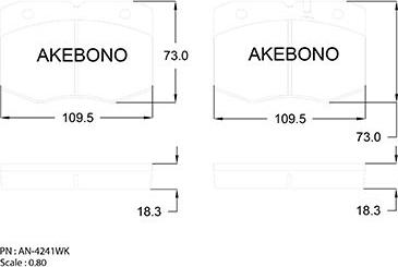 Akebono AN-4241WK - Гальмівні колодки, дискові гальма autozip.com.ua