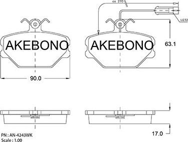 Akebono AN-4243WK - Гальмівні колодки, дискові гальма autozip.com.ua