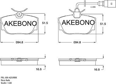 Akebono AN-4259WKE - Гальмівні колодки, дискові гальма autozip.com.ua