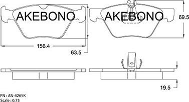 Akebono AN-4265K - Гальмівні колодки, дискові гальма autozip.com.ua