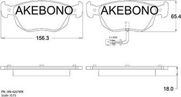 Akebono AN-4267WK - Гальмівні колодки, дискові гальма autozip.com.ua