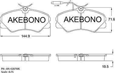 Akebono AN-4207WK - Гальмівні колодки, дискові гальма autozip.com.ua