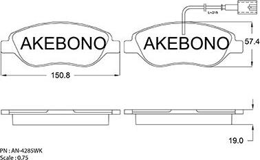 Akebono AN-4285WKE - Гальмівні колодки, дискові гальма autozip.com.ua