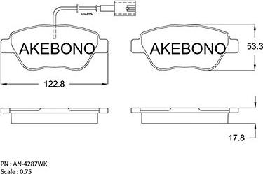 Akebono AN-4287WKE - Гальмівні колодки, дискові гальма autozip.com.ua