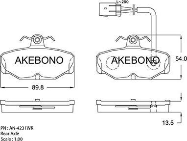 Akebono AN-4231WK - Гальмівні колодки, дискові гальма autozip.com.ua