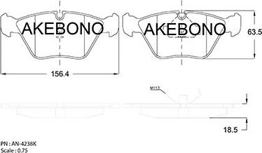 Akebono AN-4238KE - Гальмівні колодки, дискові гальма autozip.com.ua