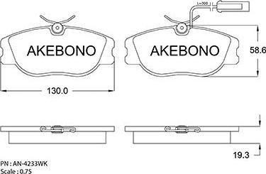 Akebono AN-4233WKE - Гальмівні колодки, дискові гальма autozip.com.ua