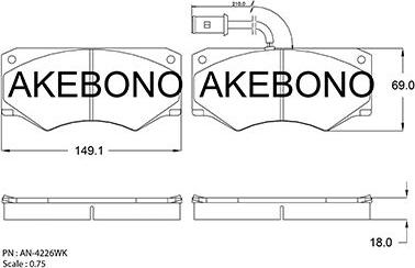 Akebono AN-4226WK - Гальмівні колодки, дискові гальма autozip.com.ua