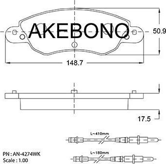 Akebono AN-4274WK - Гальмівні колодки, дискові гальма autozip.com.ua