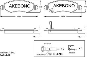 Akebono AN-4742WKE - Гальмівні колодки, дискові гальма autozip.com.ua