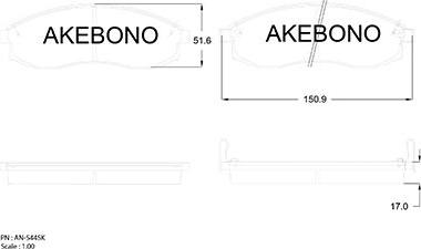 Akebono AN-544SK - Гальмівні колодки, дискові гальма autozip.com.ua