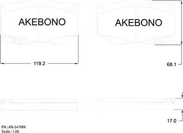 Akebono AN-547WK - Гальмівні колодки, дискові гальма autozip.com.ua