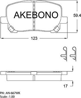 Akebono AN-667WK - Гальмівні колодки, дискові гальма autozip.com.ua