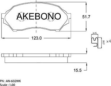 Akebono AN-602WK - Гальмівні колодки, дискові гальма autozip.com.ua