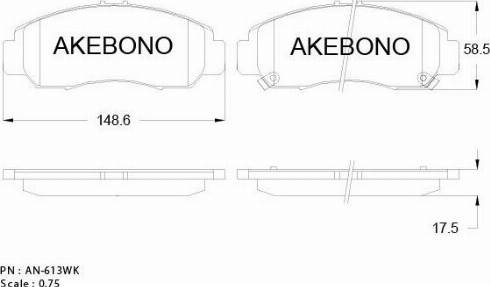 Akebono AN-613WK - Гальмівні колодки, дискові гальма autozip.com.ua
