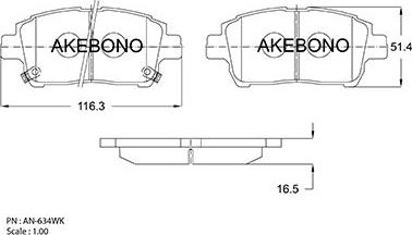 Akebono AN-634WKE - Гальмівні колодки, дискові гальма autozip.com.ua