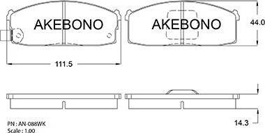 Akebono AN-088WK - Гальмівні колодки, дискові гальма autozip.com.ua