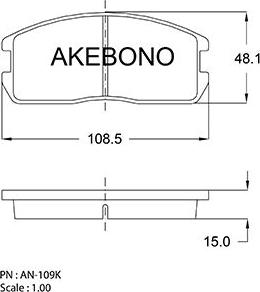 Akebono AN-109KE - Гальмівні колодки, дискові гальма autozip.com.ua