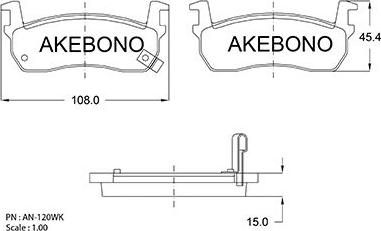 Akebono AN-120WK - Гальмівні колодки, дискові гальма autozip.com.ua