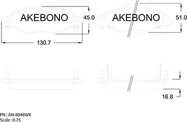 Akebono AN-8048WK - Гальмівні колодки, дискові гальма autozip.com.ua
