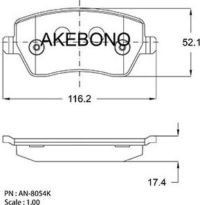 Akebono AN-8054KE - Гальмівні колодки, дискові гальма autozip.com.ua