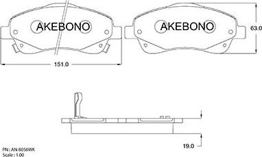 Akebono AN-8056WK - Гальмівні колодки, дискові гальма autozip.com.ua
