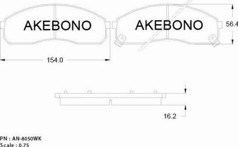 Akebono AN-8050WK - Гальмівні колодки, дискові гальма autozip.com.ua