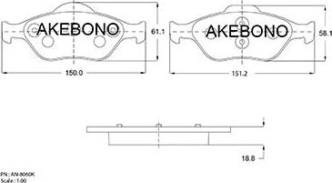 Akebono AN-8060KE - Гальмівні колодки, дискові гальма autozip.com.ua