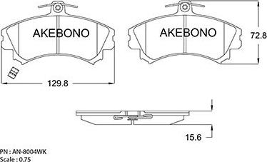Akebono AN-8004WKE - Гальмівні колодки, дискові гальма autozip.com.ua