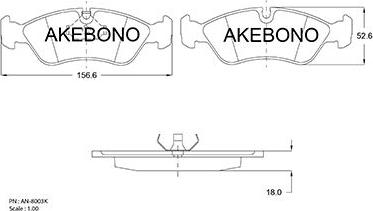 Akebono AN-8003K - Гальмівні колодки, дискові гальма autozip.com.ua