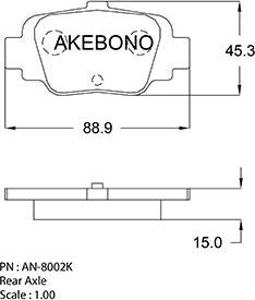 Akebono AN-8002K - Гальмівні колодки, дискові гальма autozip.com.ua