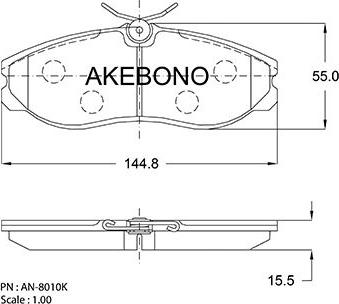 Akebono AN-8010KE - Гальмівні колодки, дискові гальма autozip.com.ua