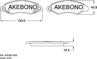 Akebono AN-8011WK - Гальмівні колодки, дискові гальма autozip.com.ua