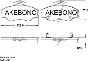 Akebono AN-8018WK - Гальмівні колодки, дискові гальма autozip.com.ua