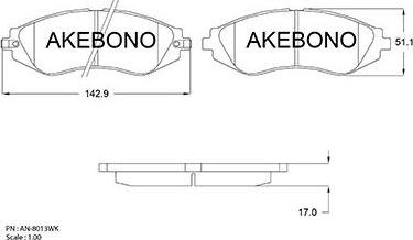 Akebono AN-8013WK - Гальмівні колодки, дискові гальма autozip.com.ua