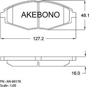Akebono AN-8017K - Гальмівні колодки, дискові гальма autozip.com.ua