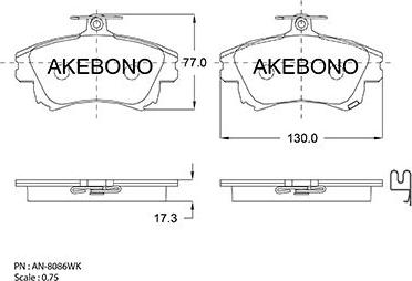 Akebono AN-8086WKE - Гальмівні колодки, дискові гальма autozip.com.ua