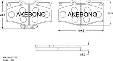 Akebono AN-8039WK - Гальмівні колодки, дискові гальма autozip.com.ua